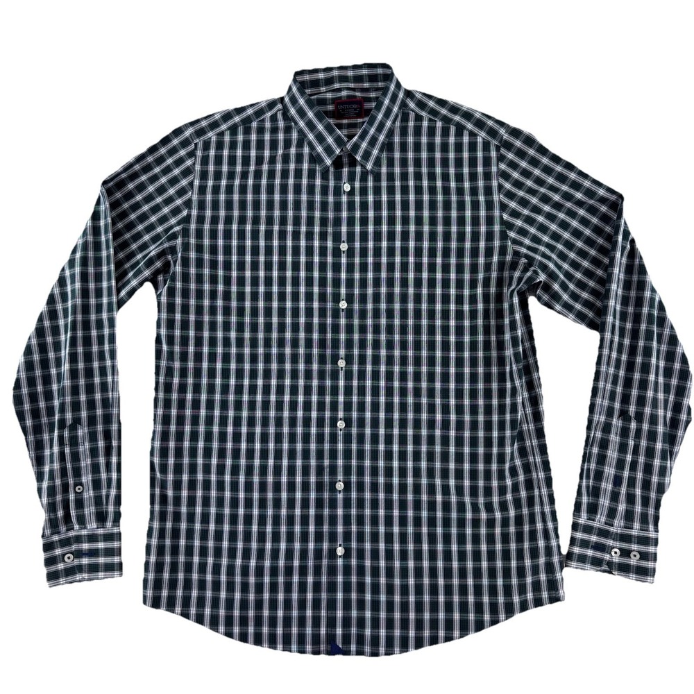 UNTUCKit Wrinkle Free Button Up Shirt Mens XL Tall Slim Cotton Green Plaid